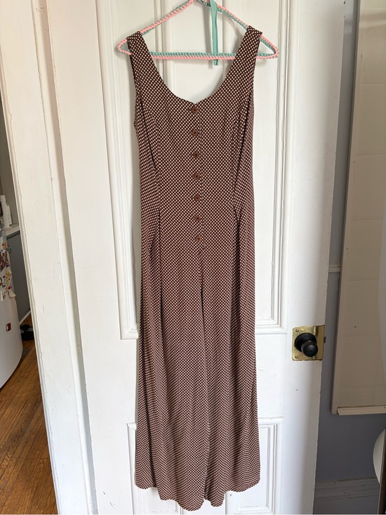Dynamite Pants - Vintage Brown Polka Dot Jumpsuit